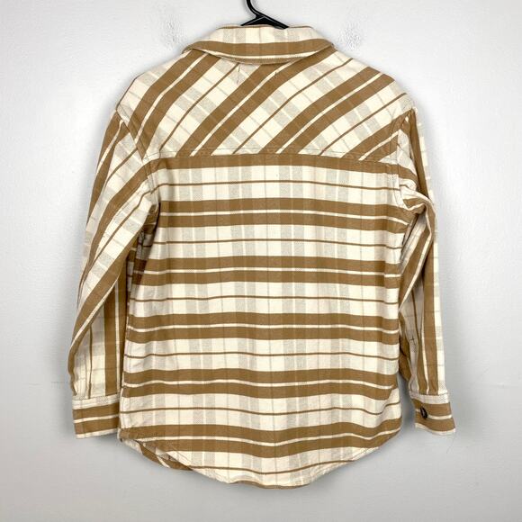 Everlane The Oversized Shirt Jacket Camel‎ Plaid Shacket 100% Cotton Size Small - Picture 7 of 12